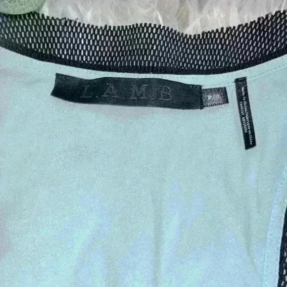 L.A.M.B by Gwen Stefani Blue Racerback Fishnet Accent Top, PS - Picture 4 of 7